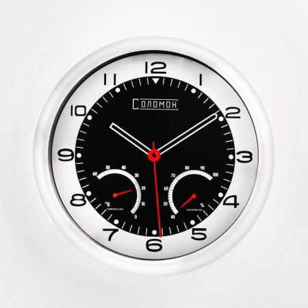 Wall clock, series: interior, "speed", smooth move, thermometer, hygrometer, d-32 cm