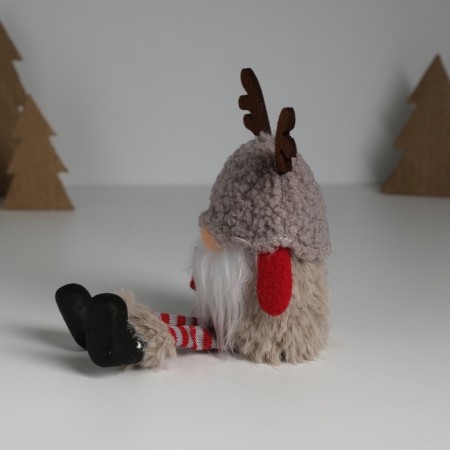 Souvenir Textile "Dwarf in a gray lamb hat with horns" 6.2x9.5x18.5 cm-4