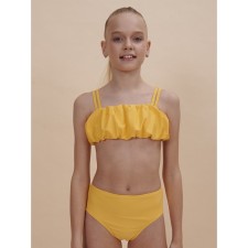 Bathing suit for girls, height 128-134 cm, yellow color
