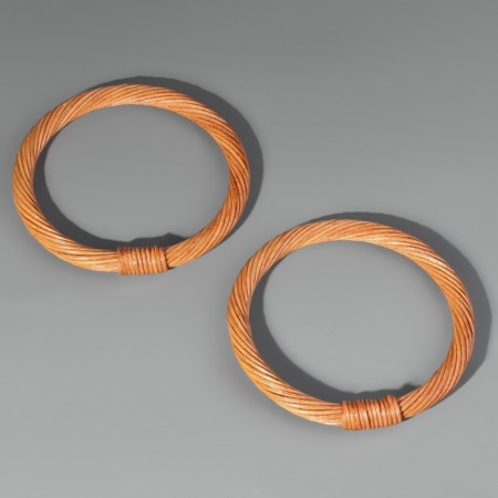 Handles for the bag are wooden, woven, d = 10.2 / 12.5 cm, 2 pcs, the color is light brown-2