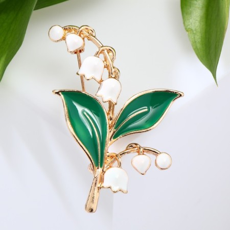 Brooch "Lundies" two branches, white-green color in gold