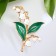 Brooch "Lundies" two branches, white-green color in gold