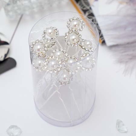 Hair hairpin "Bead in a circle" 1.2x6 cm, silver-1
