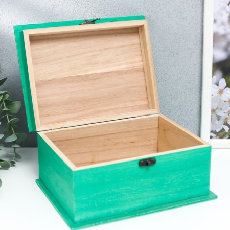 Casket wood rectangle board (set 3 pcs) green 20.5x10x15 cm-7
