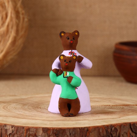 Souvenir "Bear with a bear cub", Kargopol toy-4