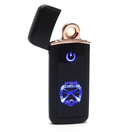 Electronic lighter "best hunter", USB, spiral, 3 x 7.3 cm, black