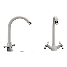 Kitchen mixer Ulgran U012-331, two-welfare, white color
