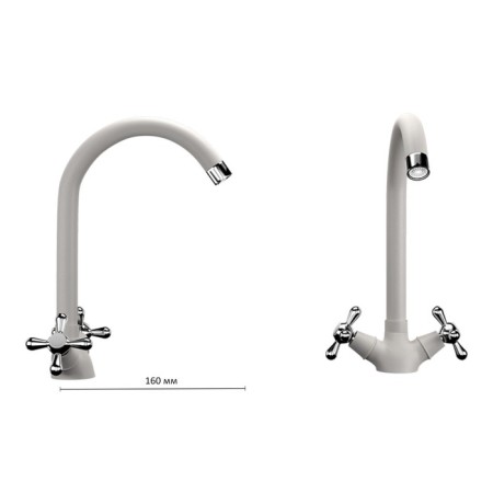 Kitchen mixer Ulgran U012-331, two-welfare, white color