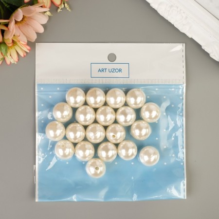 Beads for creativity plastic "Pearls White" d = 1.6 cm set 20 pcs-3