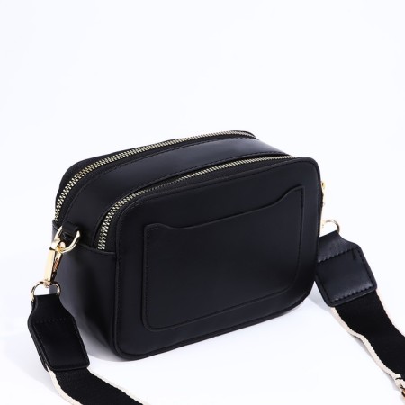 Bag Cross-Bodi with a zipper, black/white color-1