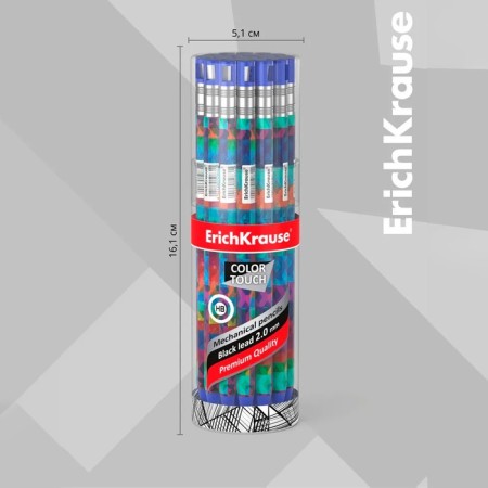 Mechanical pencil Erichkrause "Colortouch Patchwork", Grifel D = 2.0 mm, with a grief, "Soft-Touch" case with a design, in a tube-3