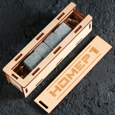 Wooden stones in a wooden box with a lid "Number No. 1", 4 pcs-2