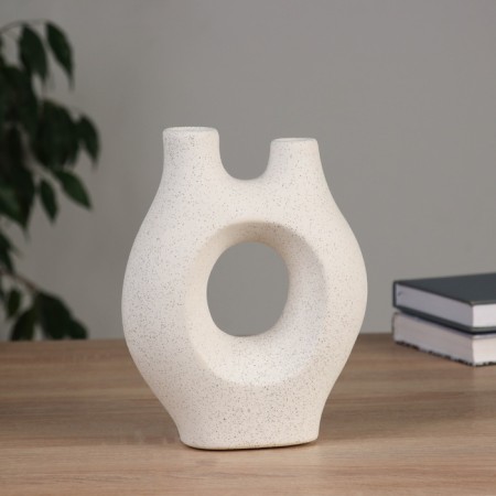 VAZ Coramics Table "Otto" channels, D-2.5cm, 20x15.5 cm, white