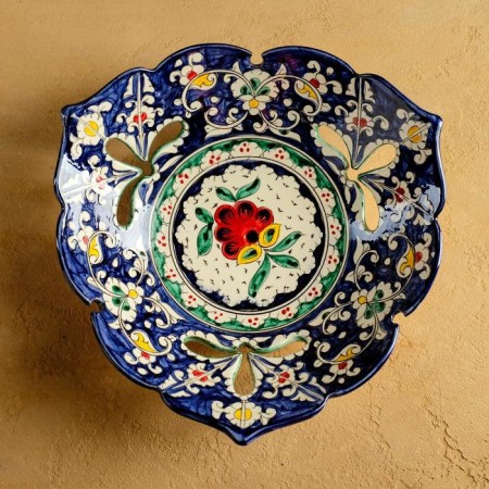 Rishtan ceramics "Flowers", 26 cm, blue-4