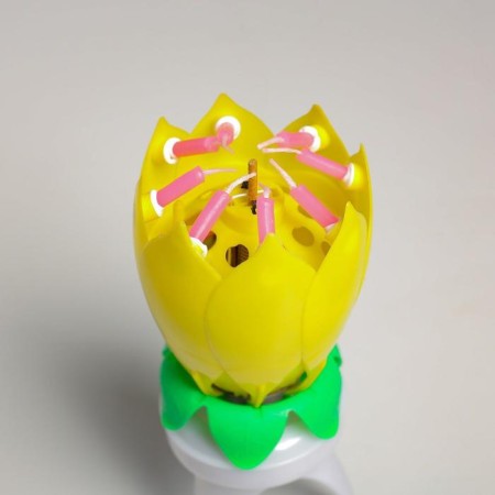 Candle for the cake musical "Tulip", spinning, yellow, 14.5 × 6 cm-9