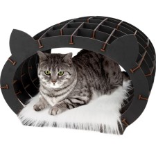 House-house with EWA fur “Koshkin House”, black frame, white fur