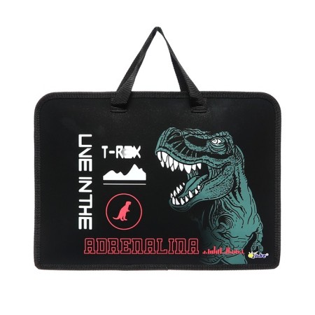 Folder with A4 handles, 340 x 245 x 40 mm, plastic, handles, 3-D drawing with foil, PT-14-12, "cyber dino" 712222-2