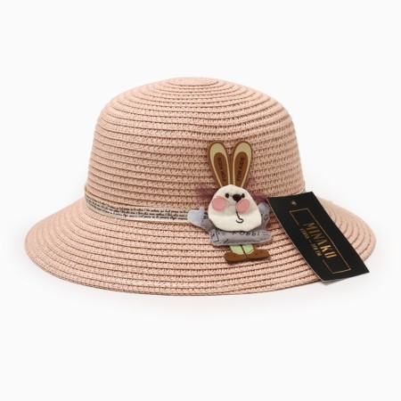 Hat for the girl Minaku "Bunny", pink color, rn 52-8