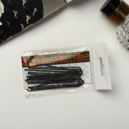 Hair hairpin "Narodnaya" 7 cm, black (set 10 pcs)-2