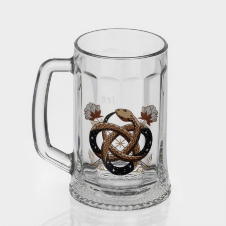 New Year's glass mug for beer "Golden Snakes", 500 ml, mix-1