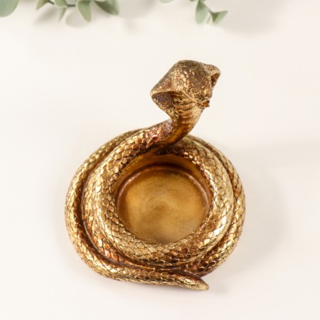 Polystone candlestick for 1 candle "cobra" gold 9.5x9x10.5 cm-4