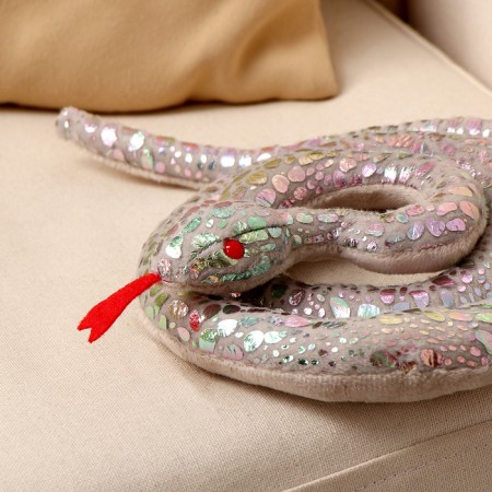 Soft toy "Snake", 15 cm, silver color-2