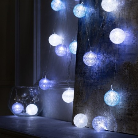 Garland “thread” 5 m with nozzles “Gray-green balls”, ip20, transparent thread, 20 LED, white glow, 220 V-1