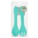 A set of children's cutlery, fork and spoon of crumb I, (silicone), turquoise