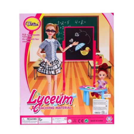 Carbonnic “first teacher” doll with baby, furniture and accessories-8