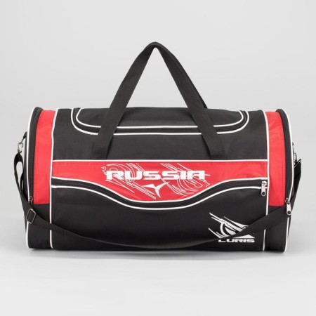Sports bag with lightning, 3 outer pockets, black/red color-1