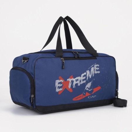 Sports bag with lightning, shoe department, external pocket, blue