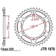 The rear driven star JTR1876 for a steel motorcycle, chain 525, 44 teeth