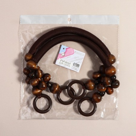 Handles for a bag, 2 pcs, waxed cord/tree, 46.5 × 4 cm, brown color-6