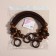 Handles for a bag, 2 pcs, waxed cord/tree, 46.5 × 4 cm, brown color
