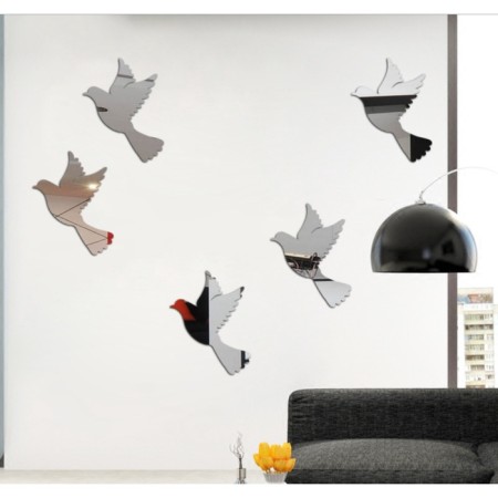 Interior stickers "birds", mirror, decor on the wall, set 10 pcs, pcs 12 x 8.7 cm-3