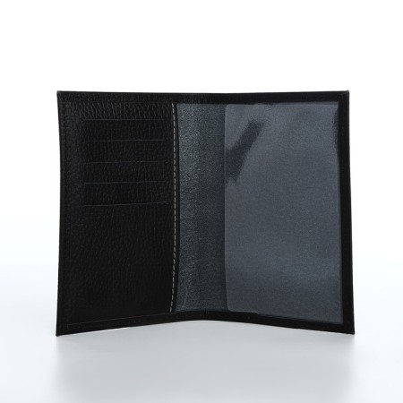 Passport cover, 5 pockets for cards, black-5