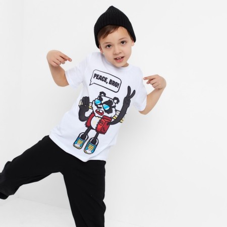 A set for a boy (T-shirt, trousers) KAFTAN "HYPE", height 146-152, white/black color-5