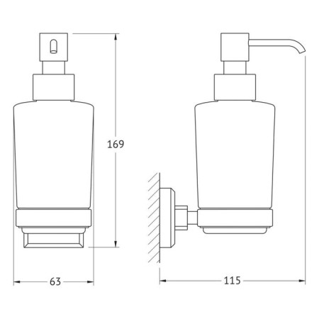 Holder with a dispenser of liquid soap, matte glass, chrome-1
