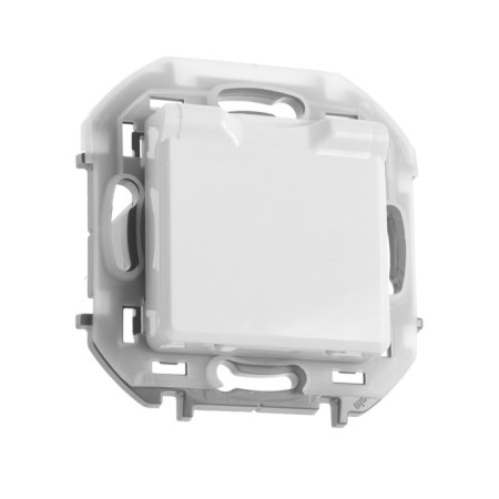 LEGRAND Inspiria, 2K+h, IP 44 socket, with a folding cover and curtains, 16 A, 250 V, white