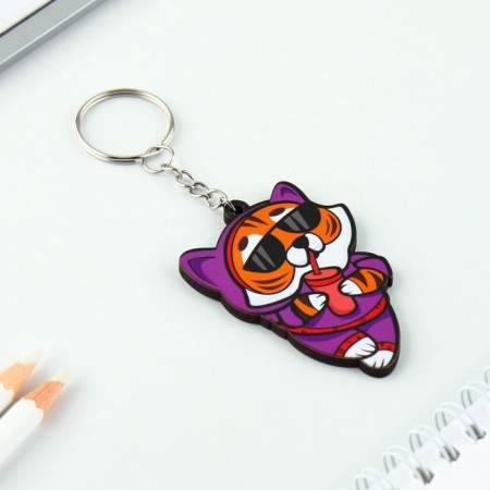 Key keychain wooden "Tiger", 4.3 x 6 cm-1