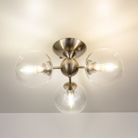 Ceiling chandelier CITILUX "Tommy" CL102131, 46x46x23.5 cm, 3x40W, E14, gray color gray-4