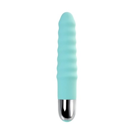 A relief vibrator with clitoral stimulation Flovetta Flax, silicone, mint, 17.5 cm-8