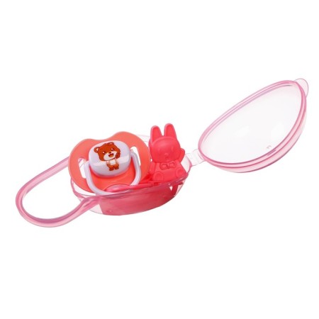 Nipple - silicone dummy orthodontic, from 0 months, with a cap, with a holder, in a container, pink color-4
