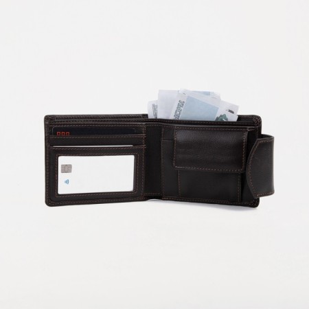 Male purse on a magnet, brown color-4