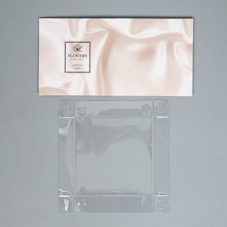 Gift box for flowers with PVC lid, packaging, "silk", 12 x 12 x 12 cm-5