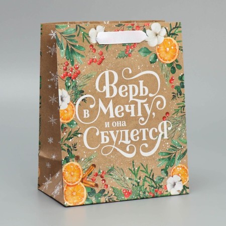 Craft vertical package “Believe me in a dream”, MS 18 x 23 x 10 cm, New Year-1