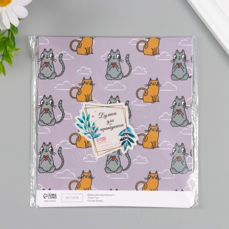 Scrapbooking paper bilateral "cats" density 180 grams set 10 pcs 15.5x17 cm-5