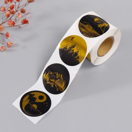 Stick Paper "Mountain" embossing gold d = 3.8 cm 252 pcs in roll-1