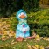 Garden figure "Duckling in a cloak" Blue, 41x39x53cm