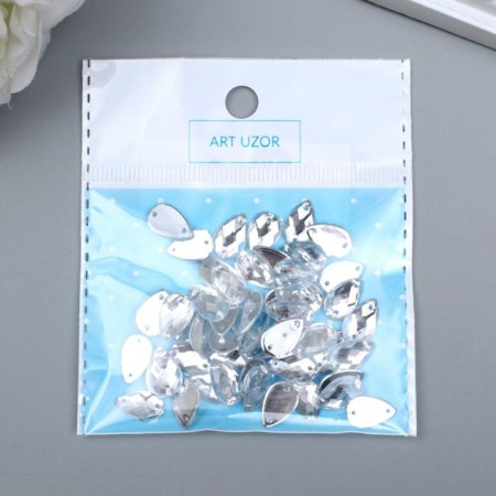 Decor for creativity Plastic sewing "drop" silver set 50 pcs 1x0.7x0.3 cm-2